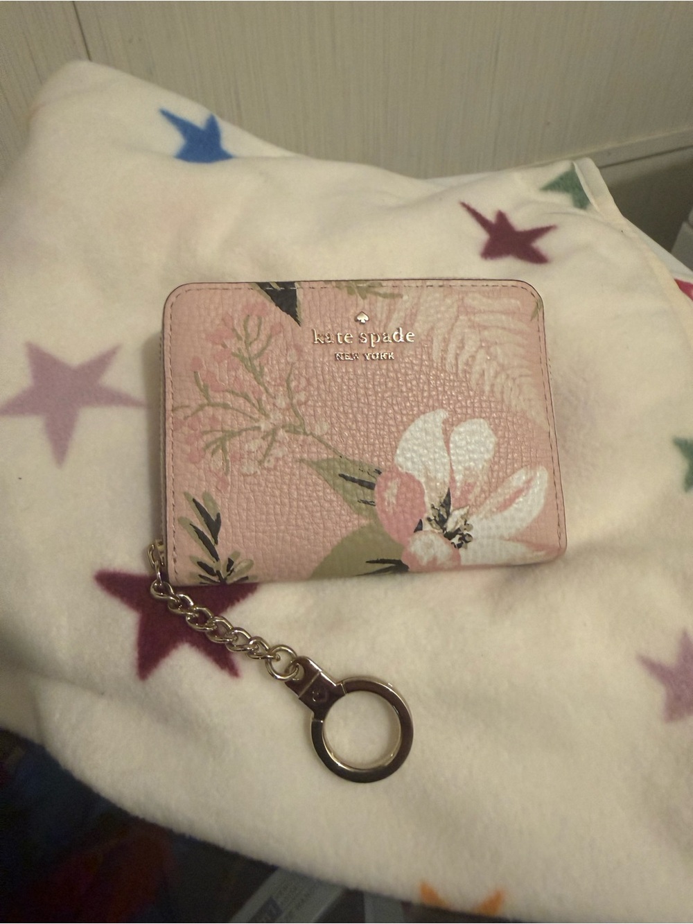 kate spade Briars lane botanical Zip Card Case with Key Ring NWOT